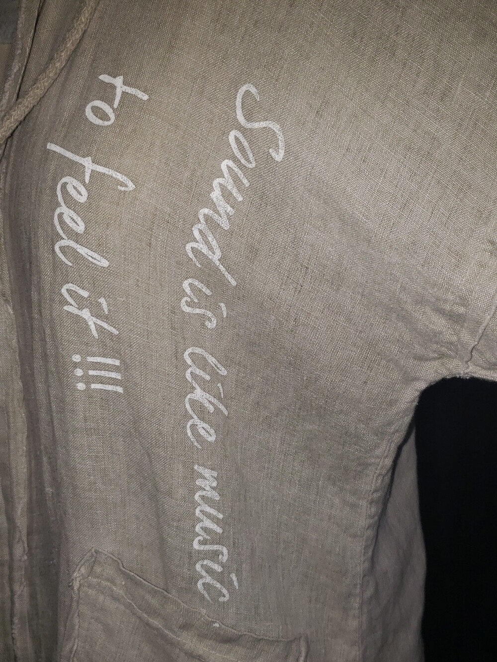 Graphic Hemp Lino Linen Neutral Wraparound Hoodie Italy M